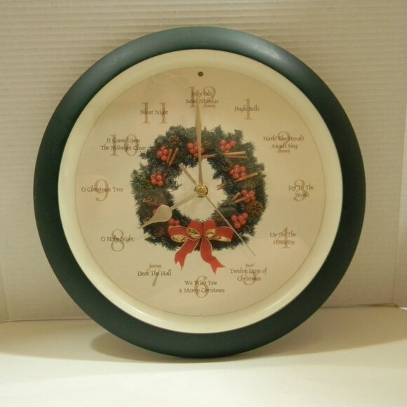 Christmas Carol Wall Clock Mark Feldstein Musical Chimes Hourly Works - Picture 2 of 5